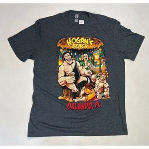Hogan's Beach Orlando Florida Graphic T-shirt Men XL Gray Short Sleeve NWT